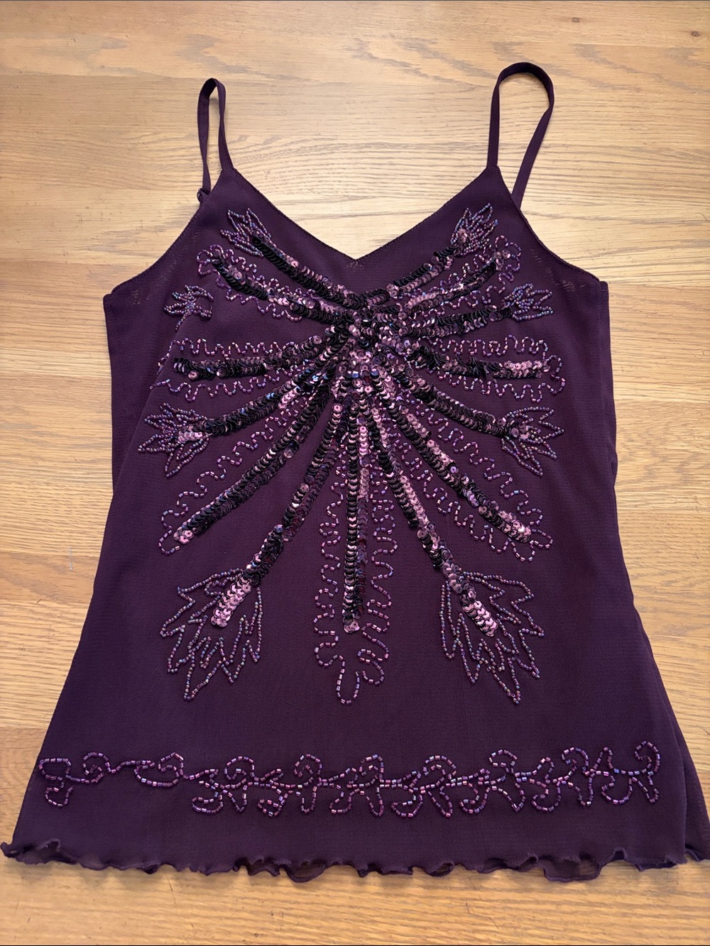 Made in France Mesh purple sequin cami tank